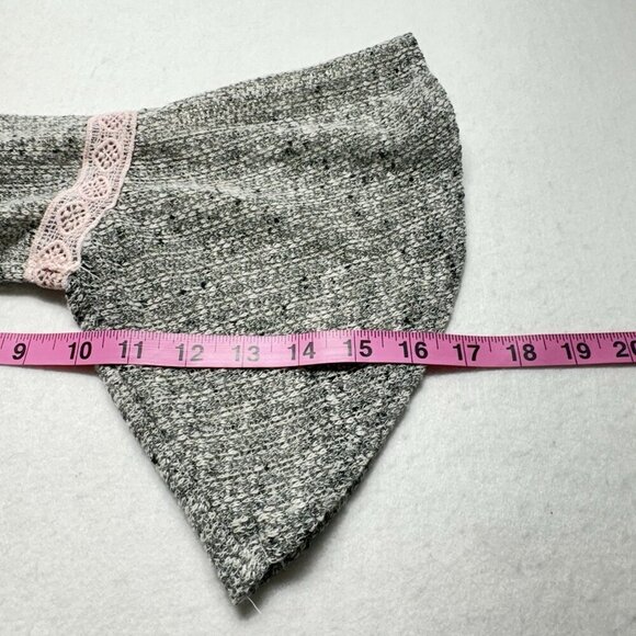 MAUVE Women Open Front Sweater Size M Gray Pink Lace Bell Sleeves Casual 21-6 - Picture 9 of 12